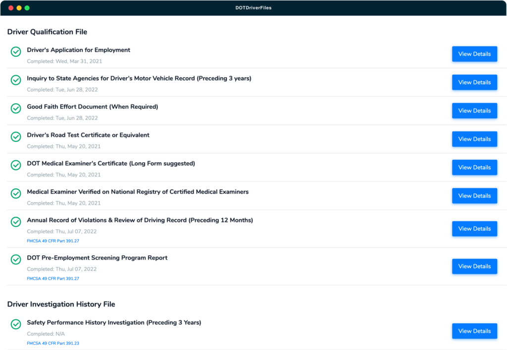 FMCSA Driver Qualification Files Software: DOT Compliance Online
