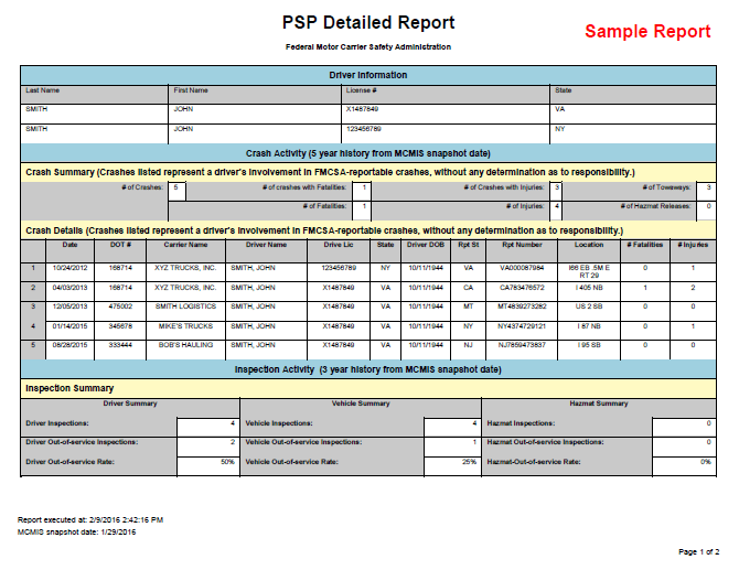 PSP Report Sample 1