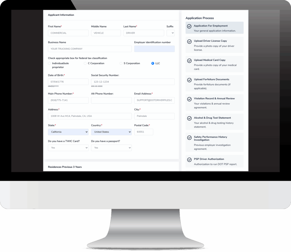 Dot Driver Application Screen Dot Driver Application For Employment