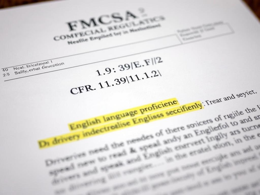 Official Fmcsa English Proficiency Regulation Document With Highlighted Official Fmcsa English Proficiency Regulation Document With Highlighted Text