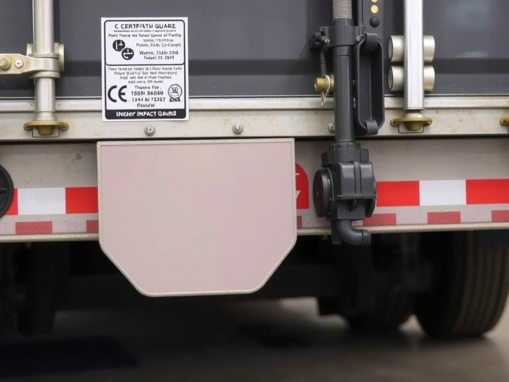 Rear Impact Guard On Commercial Trailer With Certification Label Rear Impact Guard On Commercial Trailer With Certification Label